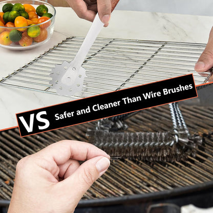 1 PCS Stainless Steel BBQ Grill Scraper,Wooden Handle Metal Barbecue Grill Grate Cleaner,Adjustable Brush Head,Grill Cleaner Tool Grill Scraper with Bottle Opener Works with Most Grill Grates