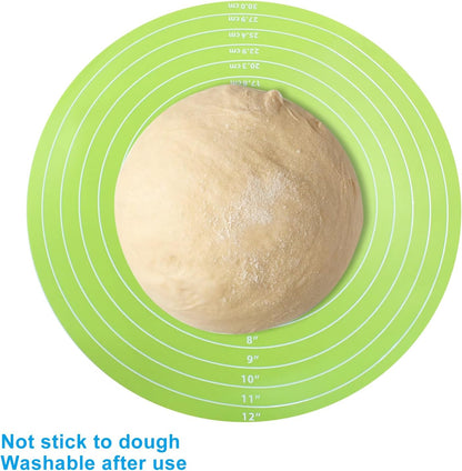 Hitefu 12 Inch Round Silicone Cake Mat, Green