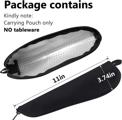 Aosbos Travel Utensil Sets Carrying Case Portable Cutlery Set Pouch Reusable Silverware Set Bag Stainless Steel Straws Pouch Chopsticks Knife Fork and Spoon Holder for Work Bento Box Lunch Bag, Grey