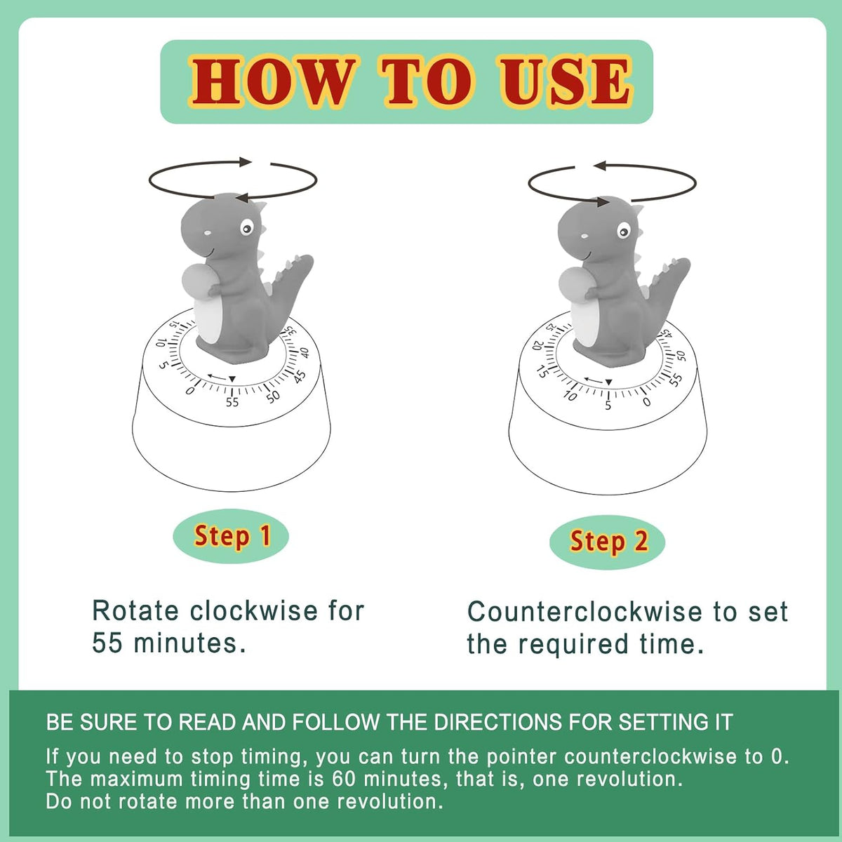 ELE DEPI Mechanical Kitchen Timer for Kids,Wind Up Egg Timer for Cooking.