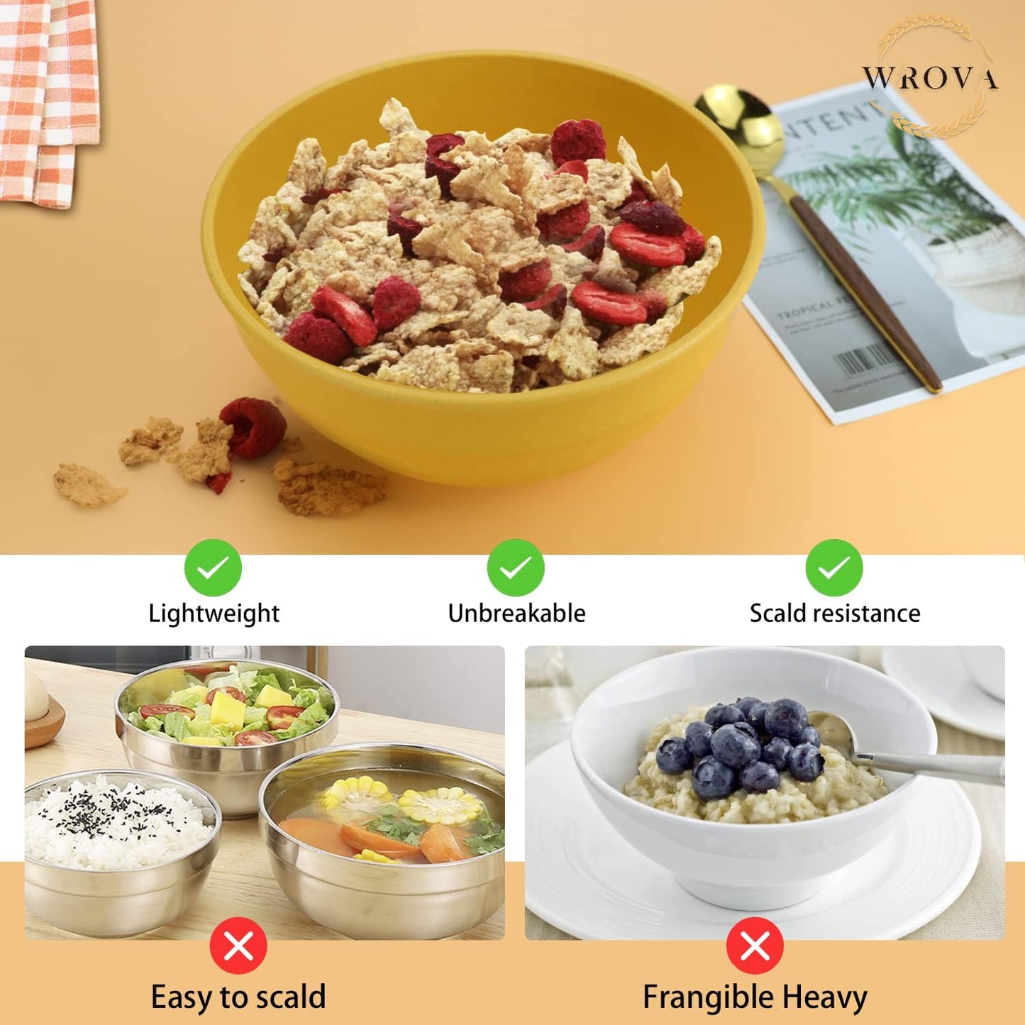 Wheat Straw Bowl Sets,8 PCS Unbreakable Cereal Bowl 26 OZ,Microwave and Dishwasher Safe Bowls,Bowl Sets for Camping and Picnic BPA Free Colorful Salad Bowls for Serving Soup,Oatmeal and Fruit Etc…