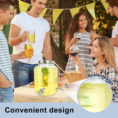 1 Gallon Glass Drink Dispensers For Parties 2PACK.Beverage Dispenser,Glass Drink Dispenser With Stand And Stainless Steel Spigot 100% Leakproof.Lemonade Dispenser With Ice Cylinder.Laundry Detergent