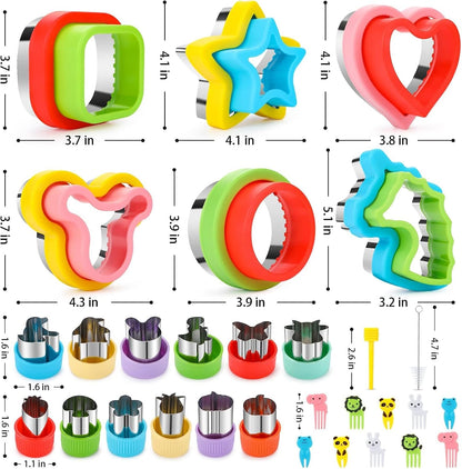 32PCS Sandwich Cutter and Sealer Set Sandwich Cutter for Kids, Vegetable Fruit Cutter Shapes with Food Picks for Kids School Lunch Bento Box Accessories Cookie Cutters