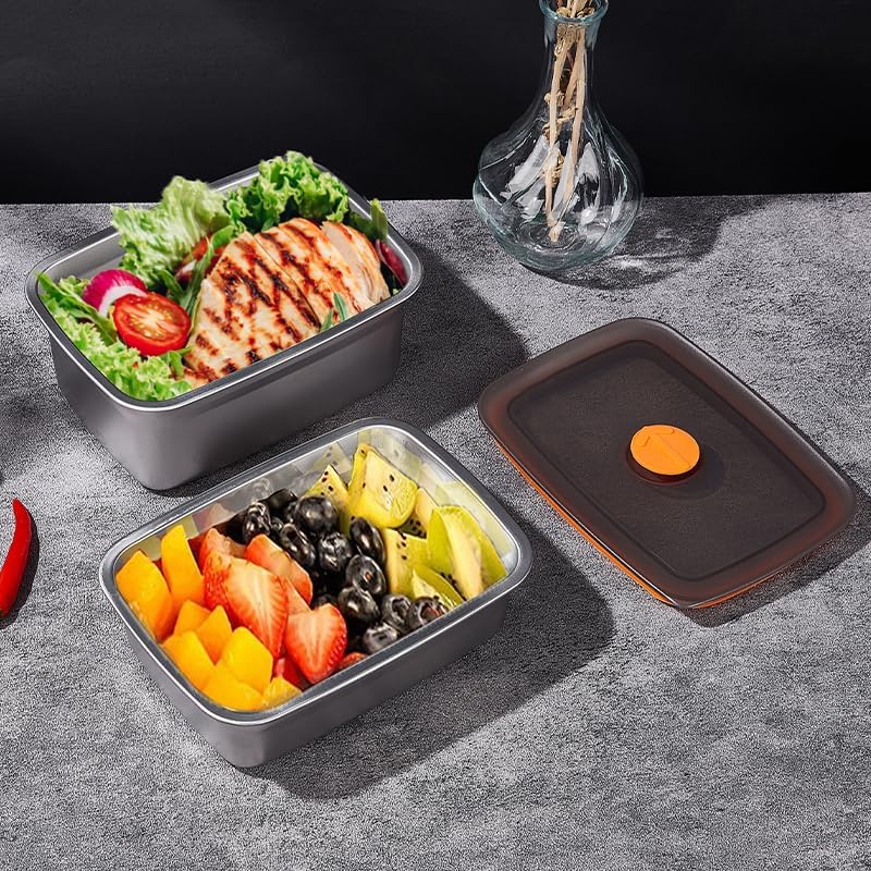GIUOIDUO stainless steelFood Storage Containers setsstorage box with lidfreezer FrozenKitchen tray with lidOven plateSide dish plate Freezer & Dishwasher Safe