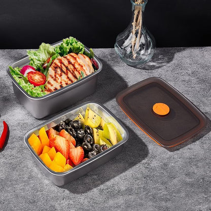 GIUOIDUO stainless steelFood Storage Containers setsstorage box with lidfreezer FrozenKitchen tray with lidOven plateSide dish plate Freezer & Dishwasher Safe