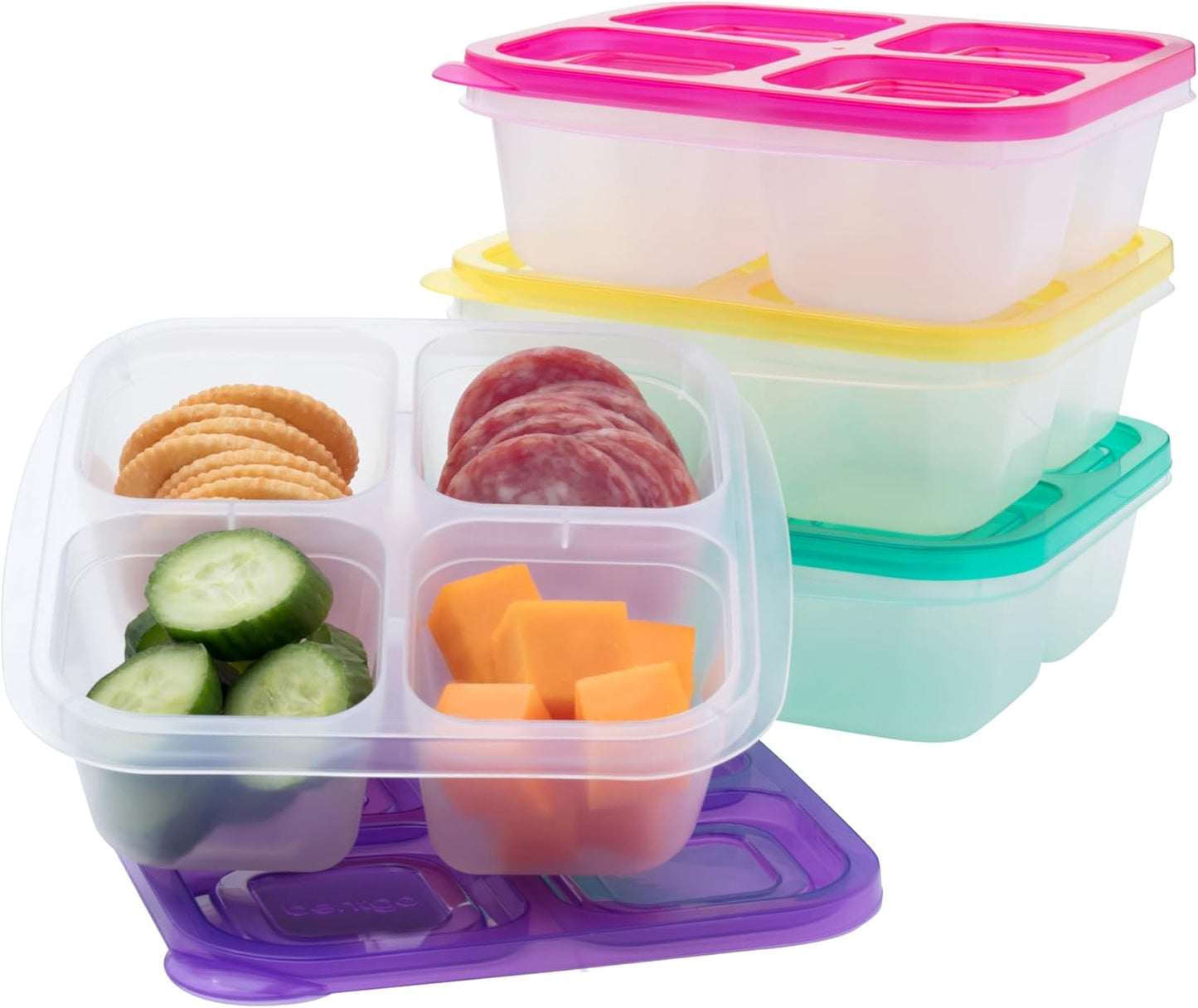 Bentgo Easyboxes 4-Compartment Snack Containers - 8-Piece Set with 4 Trays & 4 Custom-Fit Lids to Seal in Freshness - Reusable Food Storage & Meal Prep Bento BPA-Free Containers (Classic)