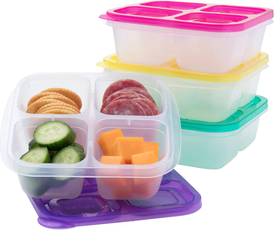 Bentgo Easyboxes 4-Compartment Snack Containers - 8-Piece Set with 4 Trays & 4 Custom-Fit Lids to Seal in Freshness - Reusable Food Storage & Meal Prep Bento BPA-Free Containers (Classic)