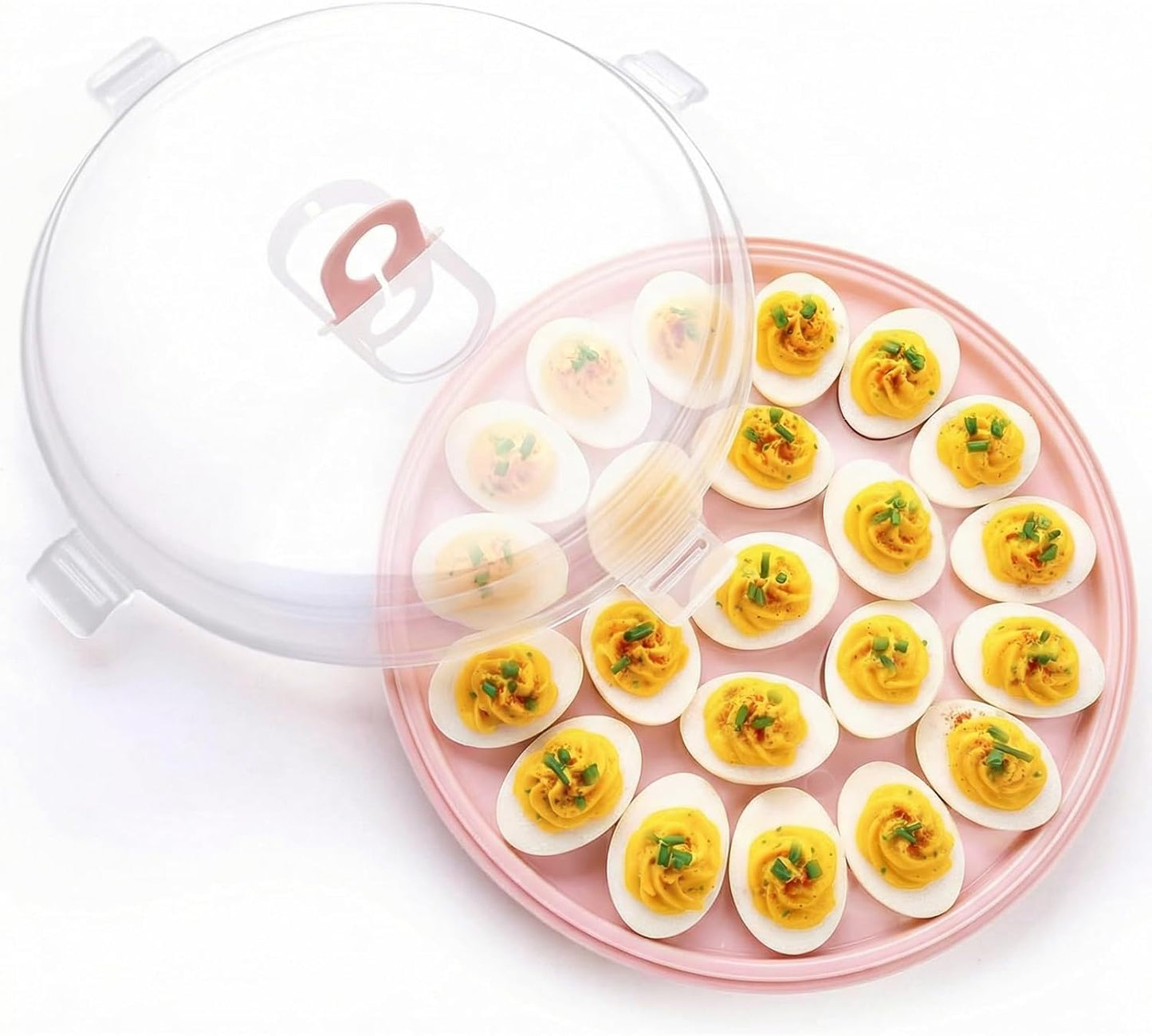 HANSGO Deviled Egg Containers with Lid, Deviled Egg Platter Carrier Holder Trays with 22 Slots for Holiday Party and Home Kitchen, Green