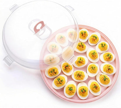 HANSGO Deviled Egg Containers with Lid, Deviled Egg Platter Carrier Holder Trays with 22 Slots for Holiday Party and Home Kitchen, Green