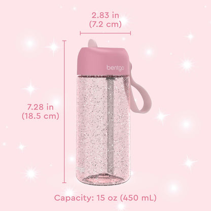 Bentgo Kids Water Bottle - Leak-Proof, Durable Tritan PFAS- & BPA-Free 15 fl oz, Kids/Toddlers Ages 3+ for School & Sports; Bite & Sip Spout, Carrying Handle, Dishwasher Safe (Unicorn)