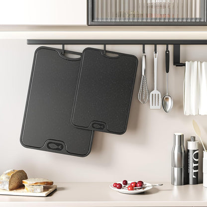 TPU Cutting Board for Kitchen, Safe Chopping Boards Set of 3, Non Slip Flexible Cutting Boards with Juice Groove, Knife Mark Resistant Chopping Mat, 2 Sided Cutting Mats, BPA Free, Dishwasher Safe