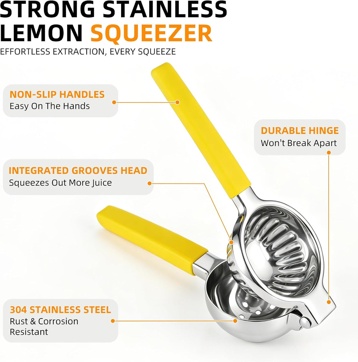 Stainless Steel Large Lemon Squeezer, Hand Juicer for Lime & Lemon