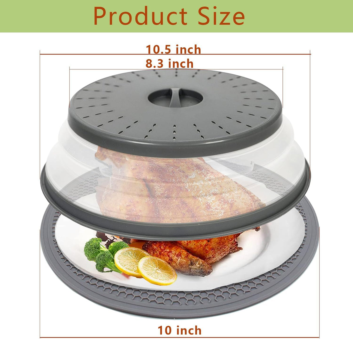 Microwave Splatter Cover for Food & Silicone Mat, Collapsible Vented Guard
