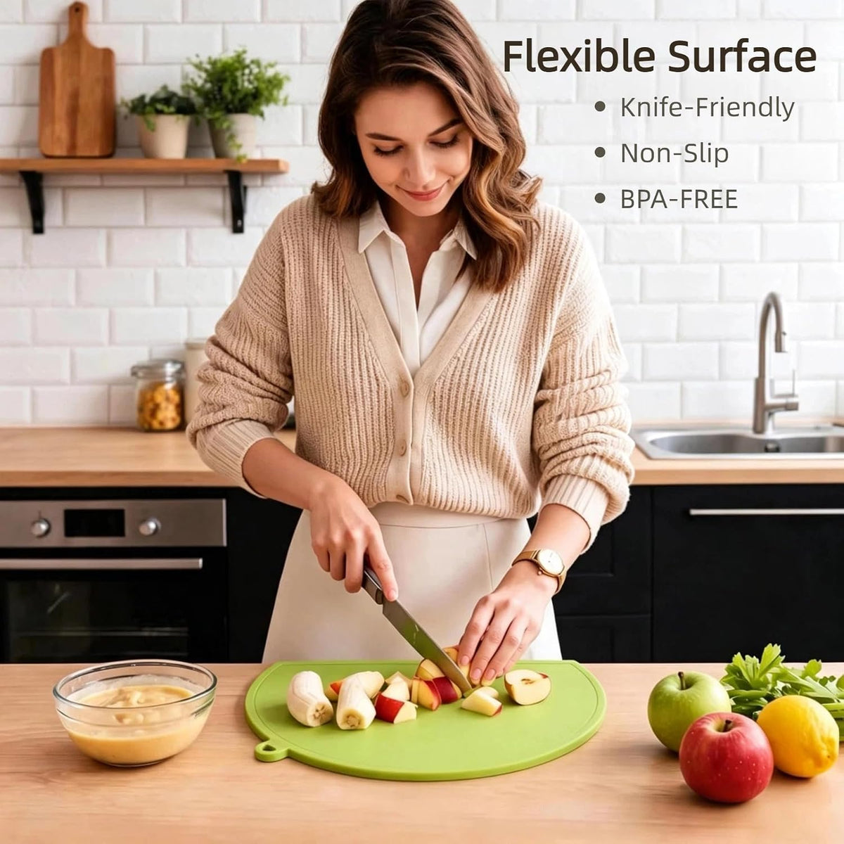 Thick TPU Cutting Board for Kitchen, Flexible Cutting Mat (Orange)