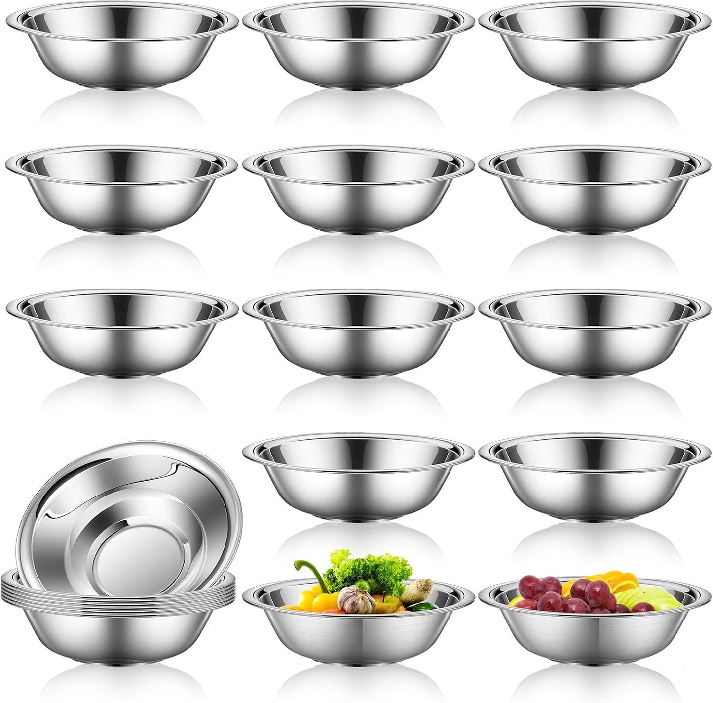Tioncy 20 Pack Small Mixing Bowls, 3/4 Quart Stainless Steel Prep Bowl for Sauces, Snacks, Side Salads, 6.3 Inch Cooking Baking Bowls Set with Flat Base, Dishwasher Safe