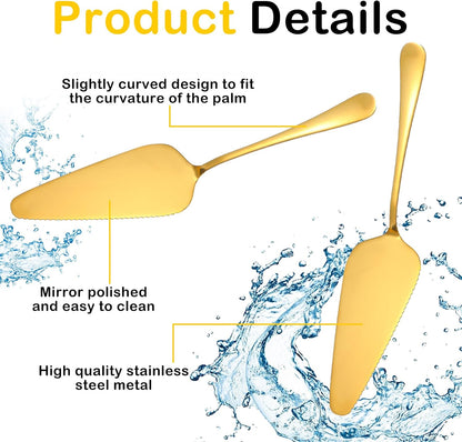 20 Pcs Pie Server Pizza Server Spatula Stainless Steel Cake Pie Pastry Professional Utensil for Pizza Dessert Cheese Cutting, 9 Inches, gold