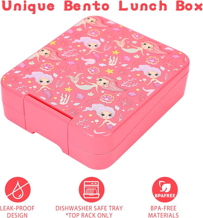 Bento Lunch Box Set for Kids with 10oz Soup Thermo, Leak-Proof Lunch Containers with 4 Compartment, Kids Thermo Hot Food Jar and Insulated Lunch Bag for Kid to School,BPA-Free(Dragon)