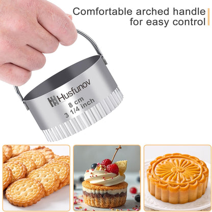 Husfunov Biscuit Cutter Set, Round Cookie Cutters with Handle