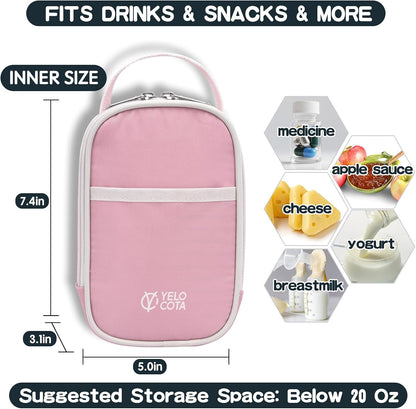 Yelocota Small Insulated Lunch Bag- Snack Bag- Mini Cooler Bag with Handle for Travel,Work,School(Storage Space below 20oz)- Also Suitable for Pairing with Food Jar