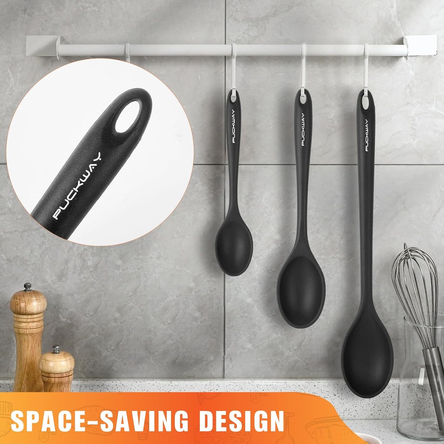 3 Pcs Silicone Spoons Set of 7.9 10.6 14.2 inch for Cooking, Heat Resistant Kitchen Spoons for Mixing, Stirring, and Serving, Small to Large Non Stick (Green)
