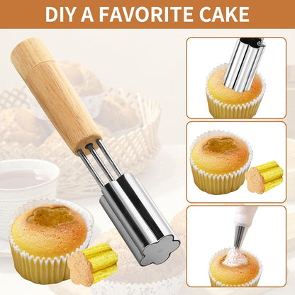 Cupcake Corer, 1 Pc Plunger Cutter Pastry Corer, Digging Holes Tools Muffin Cake Filling Tool Mini Cupcake Hole Punch for DIY Baking Filling and Decorating, (Flower)