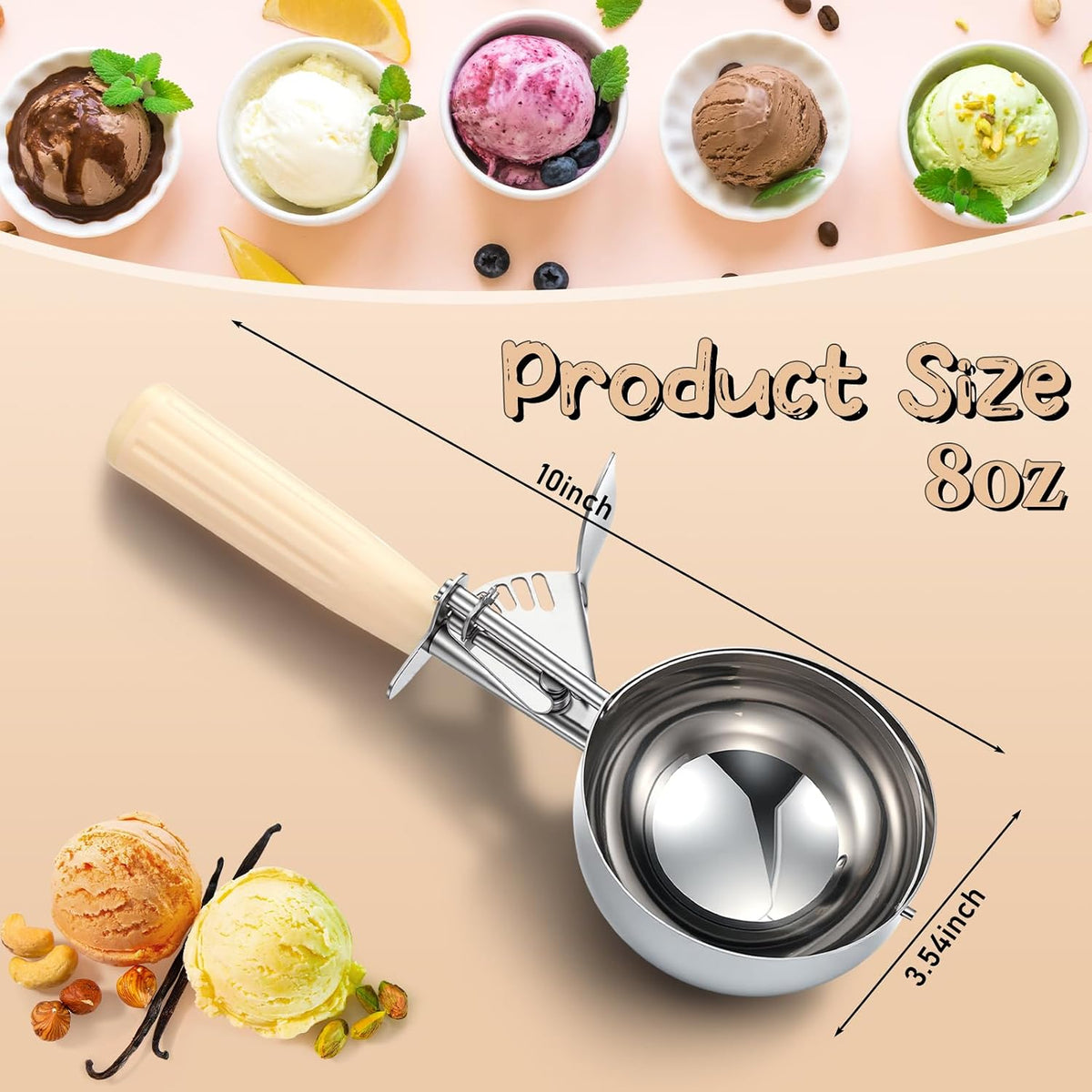 Reallnaive Ice Cream Scooper with Trigger, 4 oz, Gray