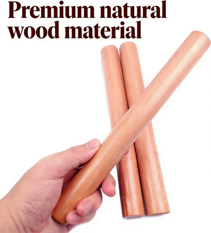 Wooden Rolling Pins, 3-Pack 10-Inch Classic Baking Tools for Dough
