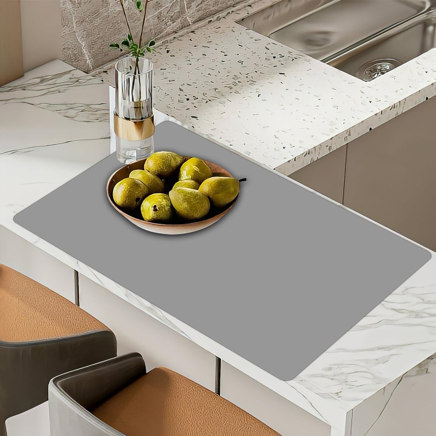 Super Large Silicone Mat, 120"x24" Silicone Mats for Kitchen Counter, Non-slip Heat Resistant Mat,Thicken Kitchen Counter Mat, Waterproof Countertop Protector for Craft (Black)