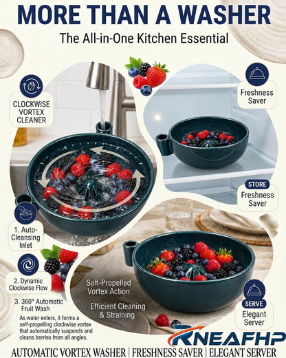 The Original Artisan Swirling Berry Bowl – Hand-Thrown, Functional Ceramic Art Self Washer Spinning Vortex Berry Washing Bowls Fruit Basket Automatic Quick Rotating Cleaning with Drain Holes