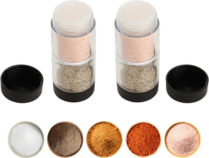 Sunmei Salt and Pepper Shakers Moisture Proof Set, 2-in-1 Portable Spice Shaker with Airtight Lid, Perfect for Camping Kitchen, Travel, Car Camping, RV, Outdoors, Backpack, BBQ Picnic, Lunch Boxes
