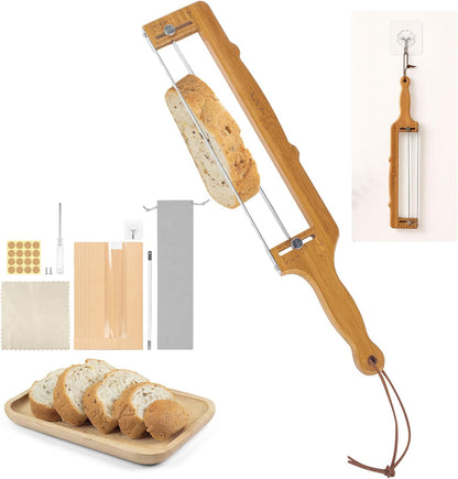 Adjustable Bread Slicer, Thickened Blade & Storage Bag for Baking