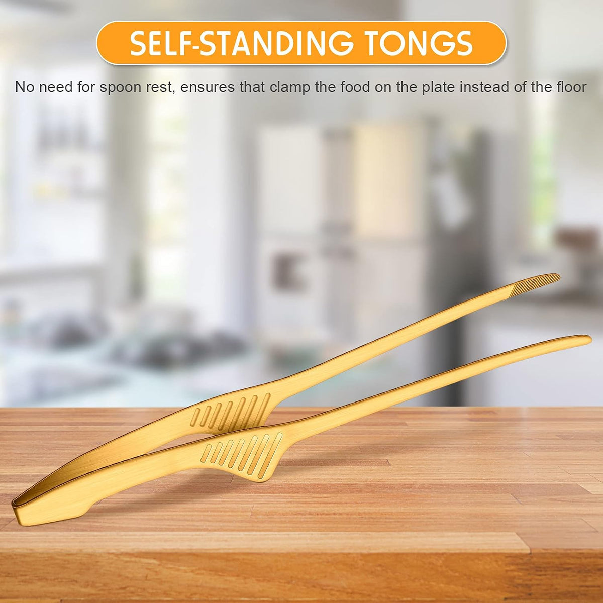 Patelai 2 Pieces Korean and Japanese BBQ Tongs Non Slip Cooking Utensils Stainless Steel Tongs for Serving Food, Salad, Camping, Barbecue, Buffet, Oven with Support Stand (Silver)