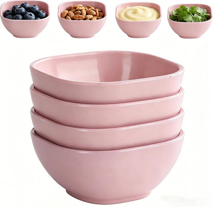 4 Piece Dipping Bowls Set, Small Spice Bowls for Sauce, Soy Sauce Dishes for Sushi, Dessert & Snack Portion Control, Dishwasher Safe Prep Bowls for BBQ Baking, 60ml (2 oz), PP Plastic, Pink