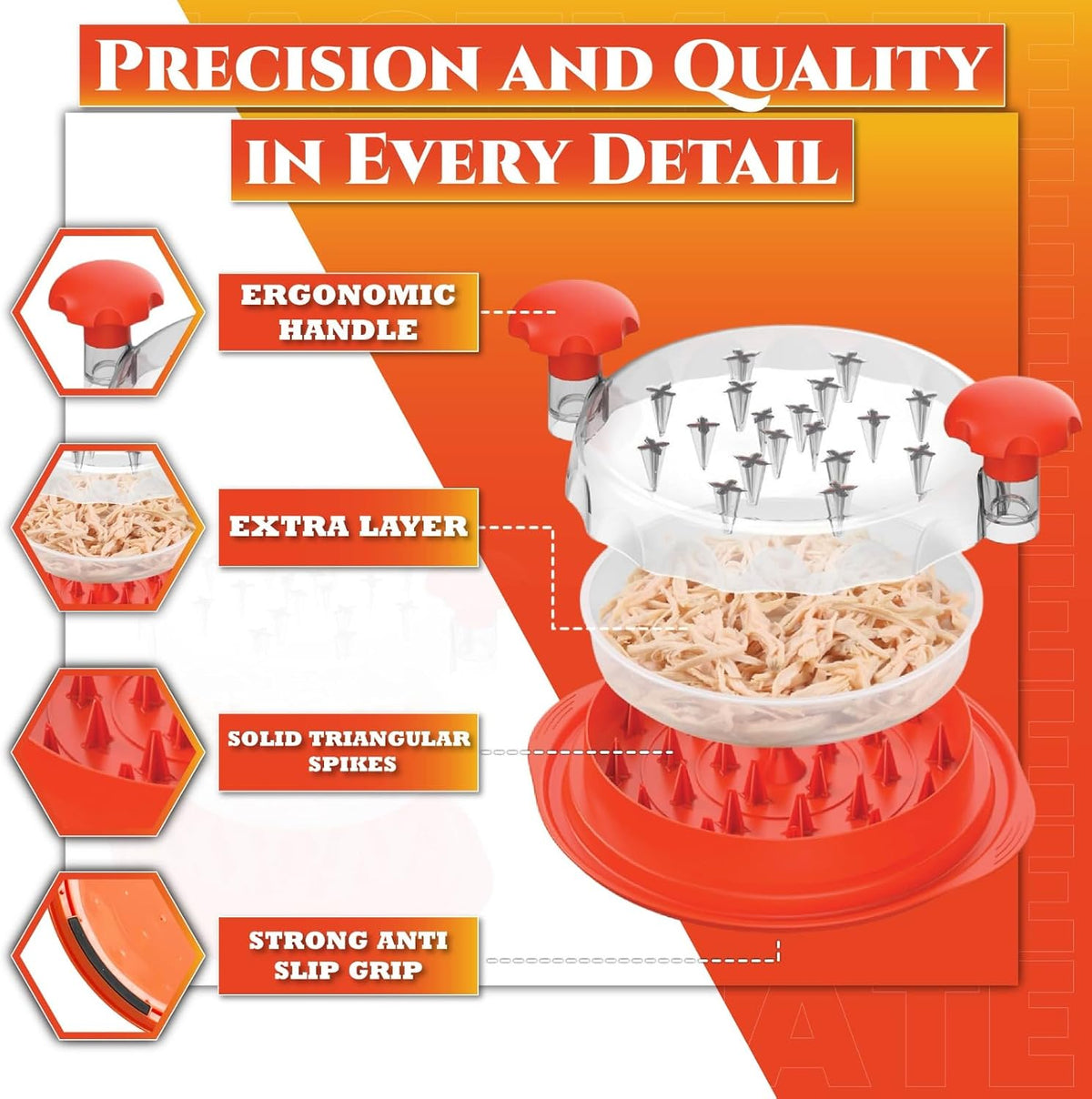 Large Chicken Shredder Tool Twist BPA Free 10.5" Meat Shredder