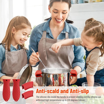 Silicone Assist Hot Pan Handle Holder Hot Skillet Handle Covers Pot Holder Sleeve Cast Iron Skillets Nonslip Heat Resistant for Enameled Griddles Casserole Frying Pans Cookware(4PACK/Black)