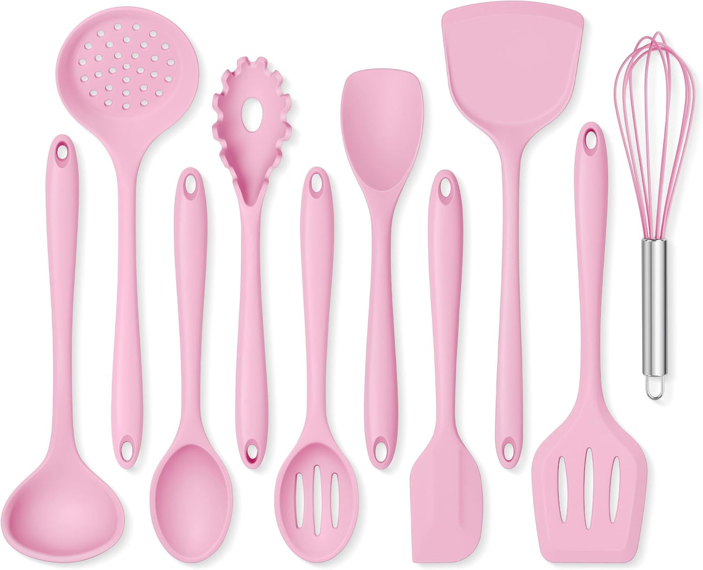Onader Silicone Cooking Utensils Set of 10, Kitchen Utensils for Nonstick Cookware, Heat Resistant & Nontoxic Spatula Set- Khaki
