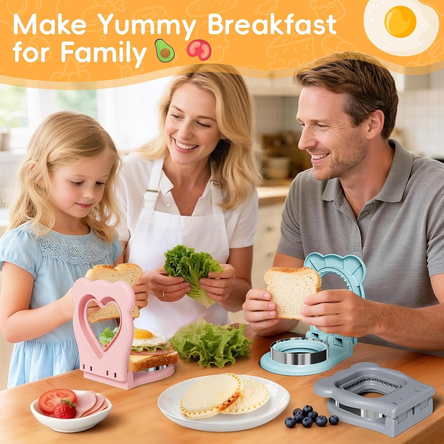 32PCS Sandwich Cutter and Sealer Set Sandwich Cutter for Kids, Vegetable Fruit Cutter Shapes with Food Picks for Kids School Lunch Bento Box Accessories Cookie Cutters