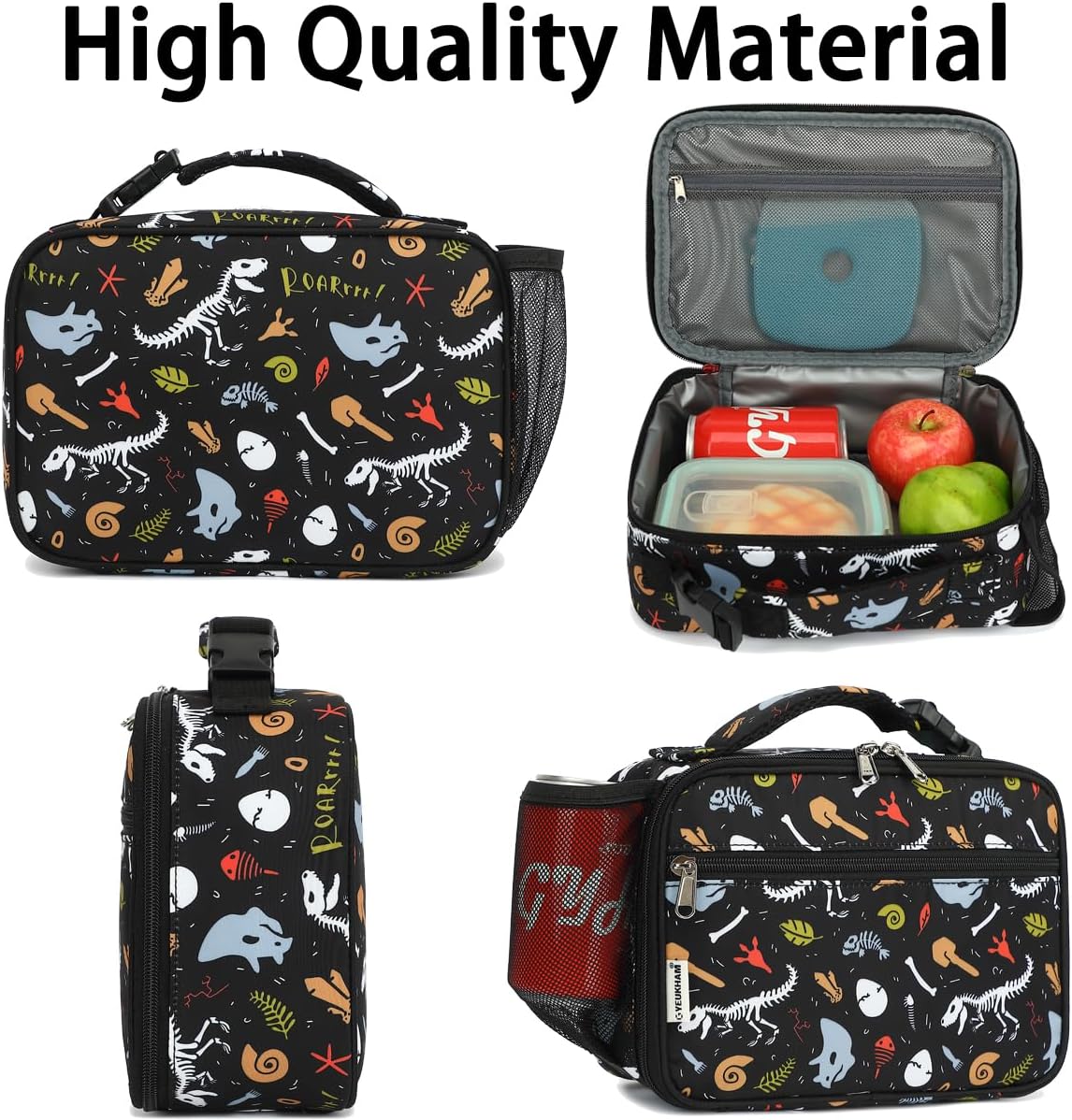 GYEUKHAM Insulated Lunch Box for School, Thermal Reusable Durable Freezable Lunch Bags for Kids Boys Girls Men Women - Small Soft Cooler Portable Lunch Tote Kit for Work Picnic Travel,Black