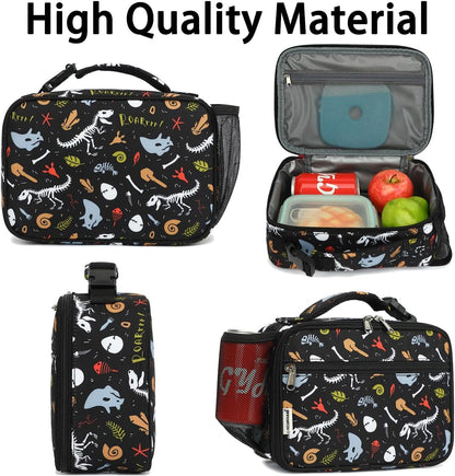 GYEUKHAM Insulated Lunch Box for School, Thermal Reusable Durable Freezable Lunch Bags for Kids Boys Girls Men Women - Small Soft Cooler Portable Lunch Tote Kit for Work Picnic Travel,Black
