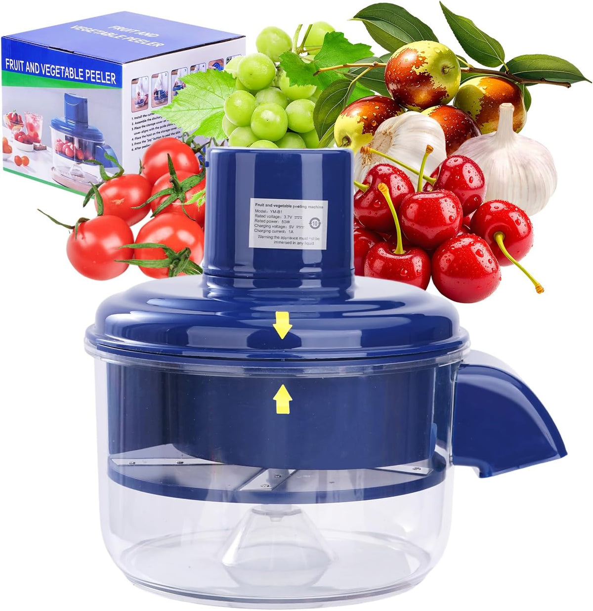 Electric Grape Peeler Machine, Automatic Garlic & Cherry Tomato Peeler - Automatic Peeler Skin Remover Tool for Small Fruits, Easy Clean Detachable Chamber for Home & Commercial Use
