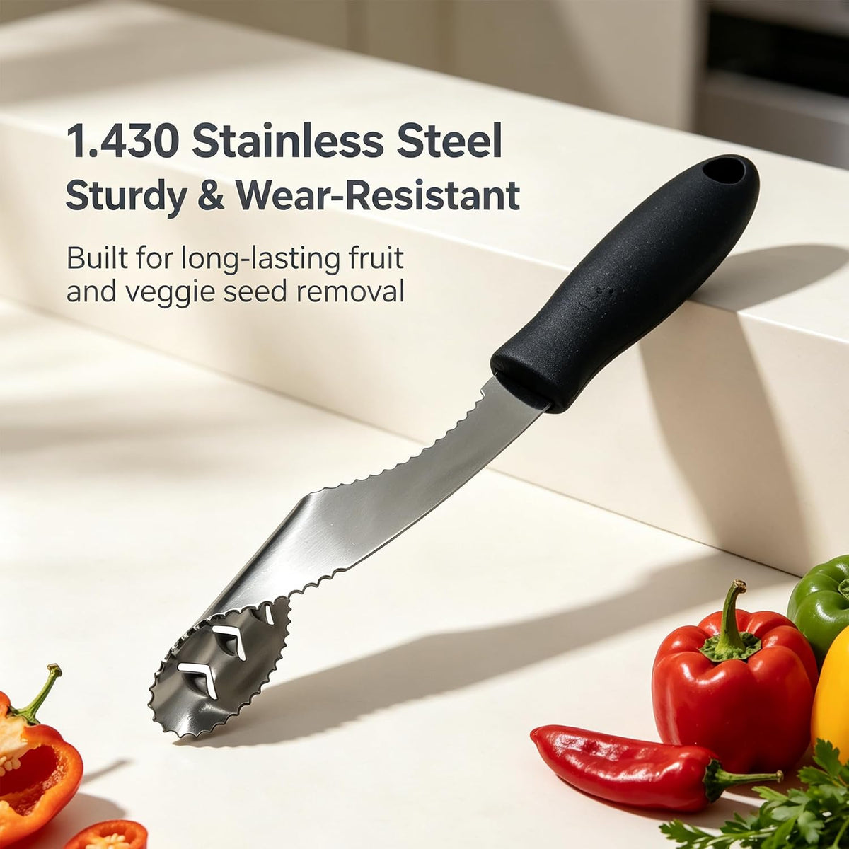 Pepper Core Extractor, 8.27"x1" Seed Digger with Serrated Edge