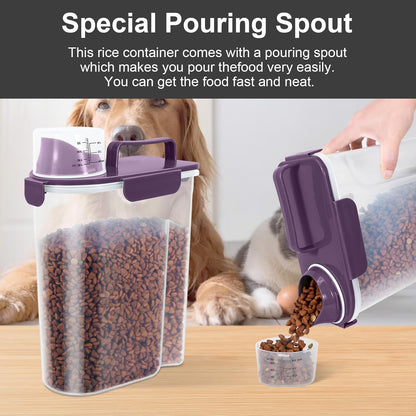 LEAWALK 5-7Lbs Cat Dog Storage Container, Portable Pet Food Containers with Upgraded Large Spout and Cup, Small Animal Kibble Dispenser for Bird Seed, Oatmeal, Rice, Flour, Brown Sugart-Dark Green