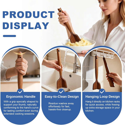Glue‑Free Wooden Meat Chopper & Spatula Set