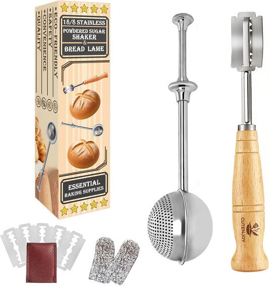 Bread Lame and Flour Duster Set, 304 Stainless Steel Sourdough Baking Tools