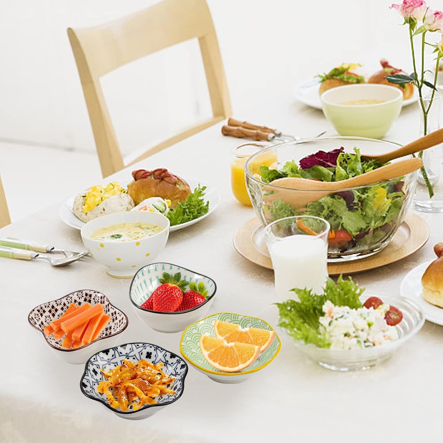 Frcctre Set of 12 Ceramic Dipping Sauce Bowls, 3 Oz Porcelain Pinch Bowls Soy Sauce Dish Set, Small Prep Bowl Condiments Dishes Side Dishes for Sauces Ketchup Appetizer Condiment BBQ