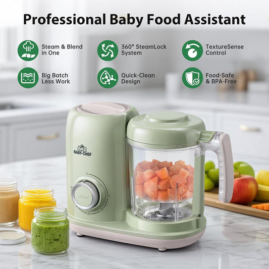 AMZBabyChef Baby Food Maker Blender: 4-in-1 Steamer and Puree Processor