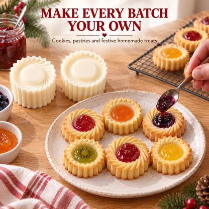 Christmas Tree Cookie Press, Double-Sided Pastry Mold Set, 2-Pack (Silver)
