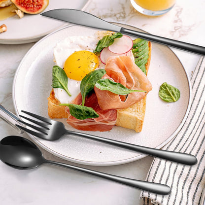 AARAINBOW 6 Pieces 18/8 Stainless Steel Flatware Set Portable Reusable Cutlery Set Travel Utensils Set Including Chopsticks Knife Fork Spoon Straws Cleaning Brush Dishwasher Safe (Green golden)