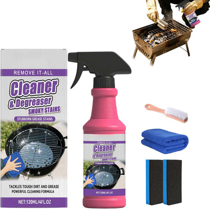 120ml Fast-Acting Heavy-Duty Grill Degreaser Spray,BBQ Grill Cleaner With Cleaning Brush,Quick Foaming,Smoky Stains, And Stubborn Grease (1pcs)