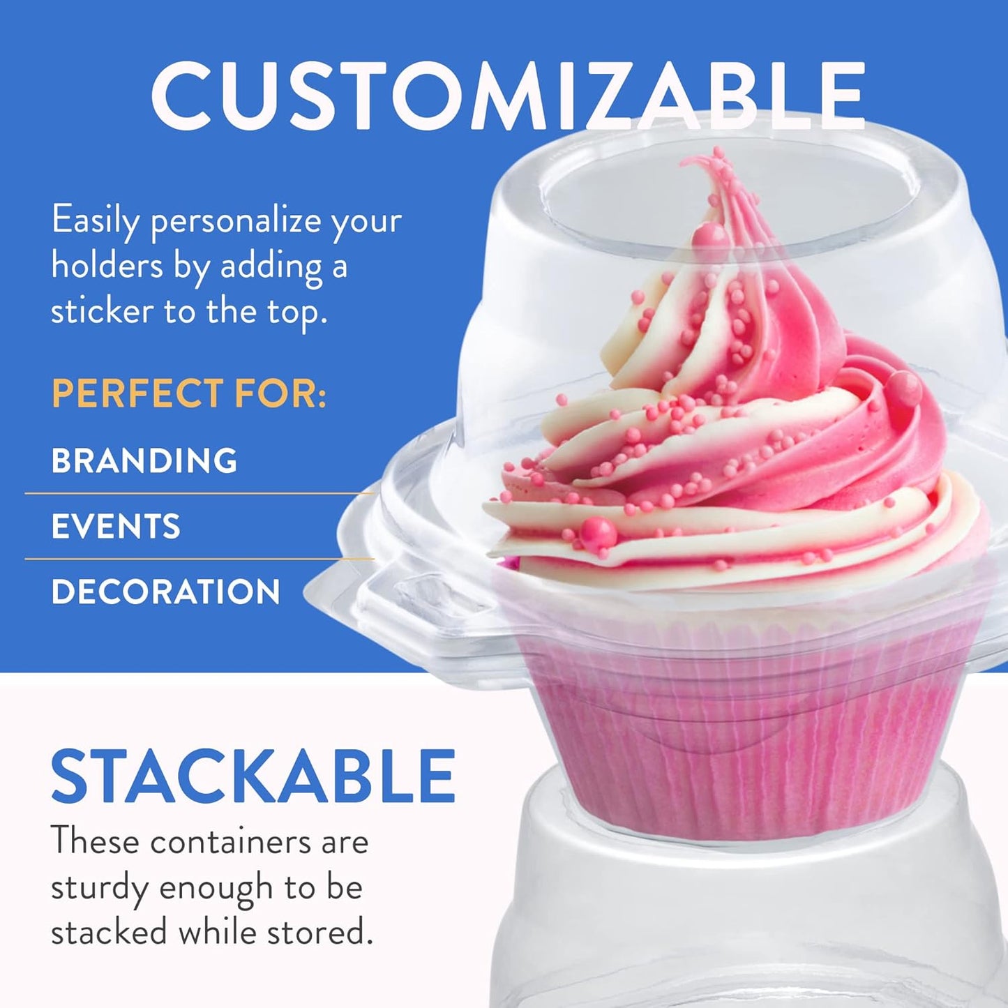 Plastic Cupcake Containers Boxes | 12 Compartment – 8 Pack | Disposable High Dome Dozen Cupcake Holder With Lid Bulk | Extra Sturdy Stackable Cupcake Boxes | Durable Muffin Packaging Transporter To Go